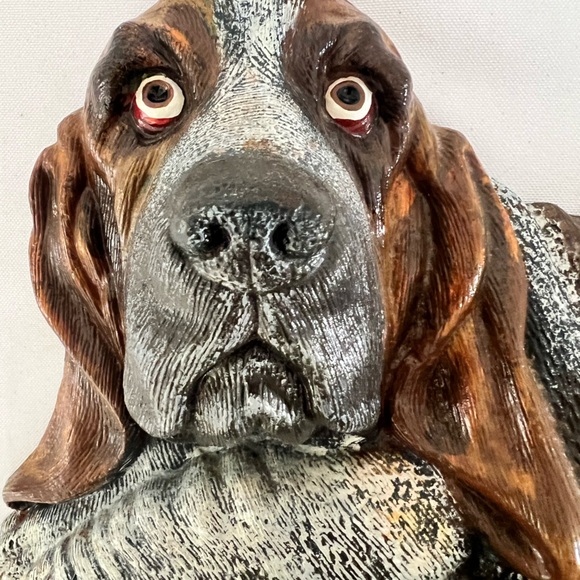 Vintage Bassett Hound Dog Cast Iron Large Doorstop upper deck Vintage Hand Paint - Picture 10 of 14